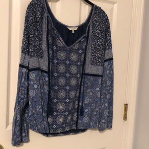 Lucky Brand 3/4 sleeve patchwork top